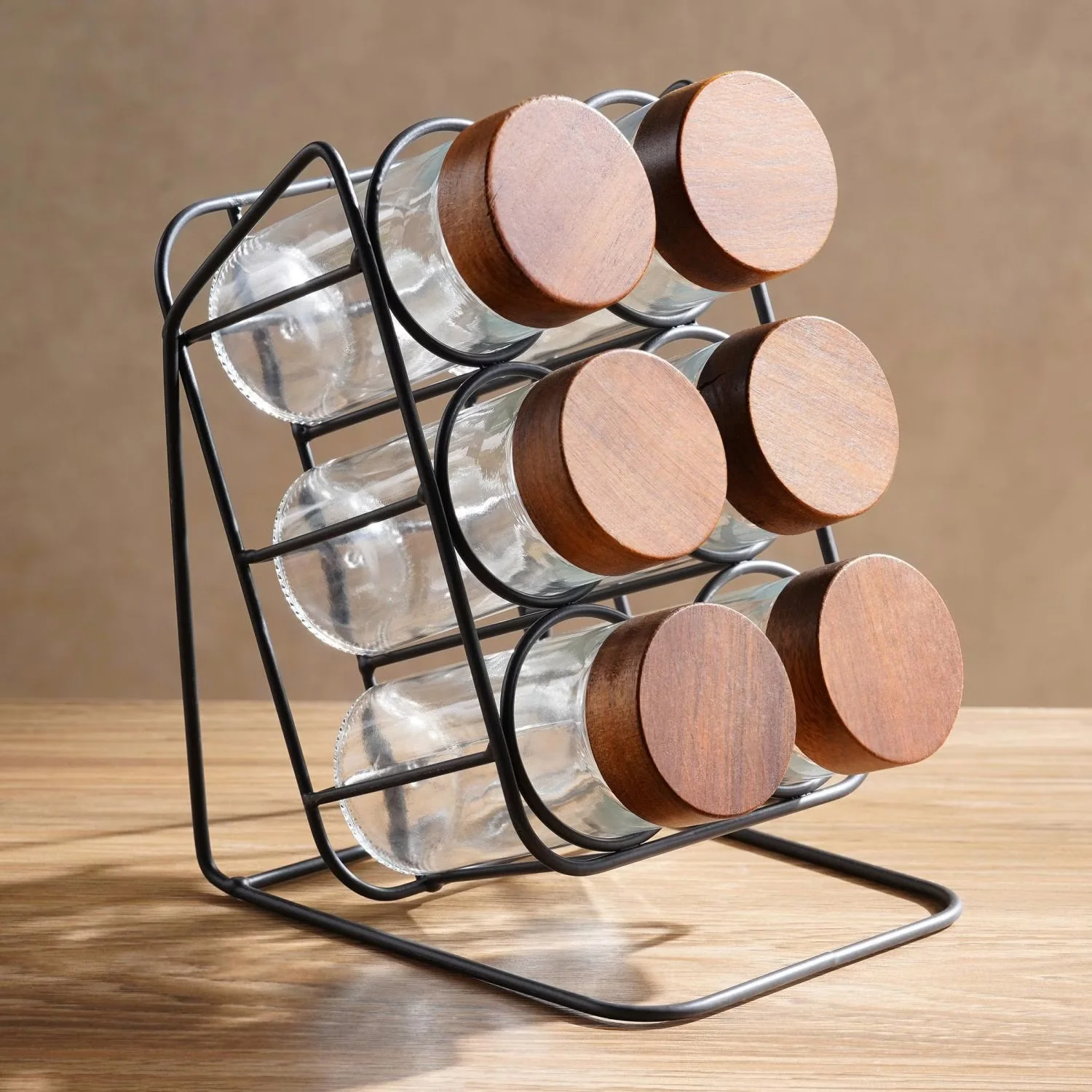 Virella 6 Piece Jar Set for Spices with Slanting Stand - Image 4