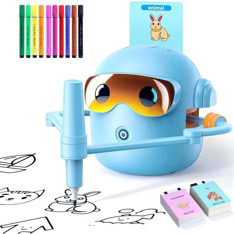 Kids Voice Guided Drawing Robot with 100 Art Cards and Markers - Image 3