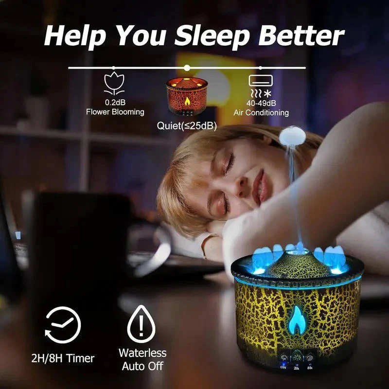 Volcano Shaped Essential Oil Diffuser with Night Light and Remote Control - Image 4