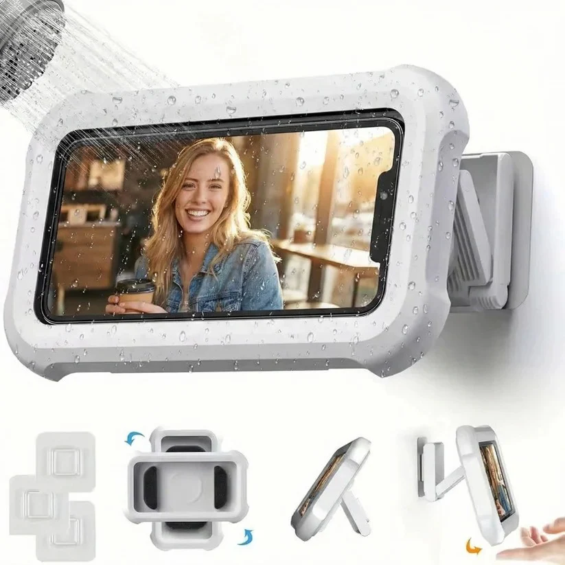 Wall Mount Bathroom Phone Holder with 480-Degree Rotation for Smartphones up to 6.8 Inches - Image 4