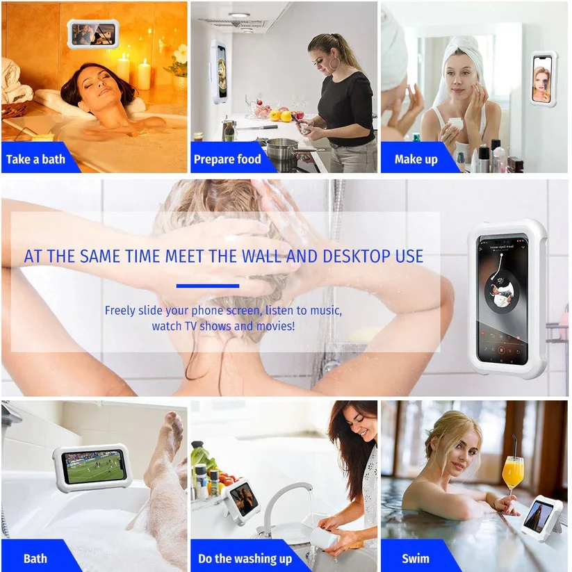 Wall Mount Bathroom Phone Holder with 480-Degree Rotation for Smartphones up to 6.8 Inches - Image 7