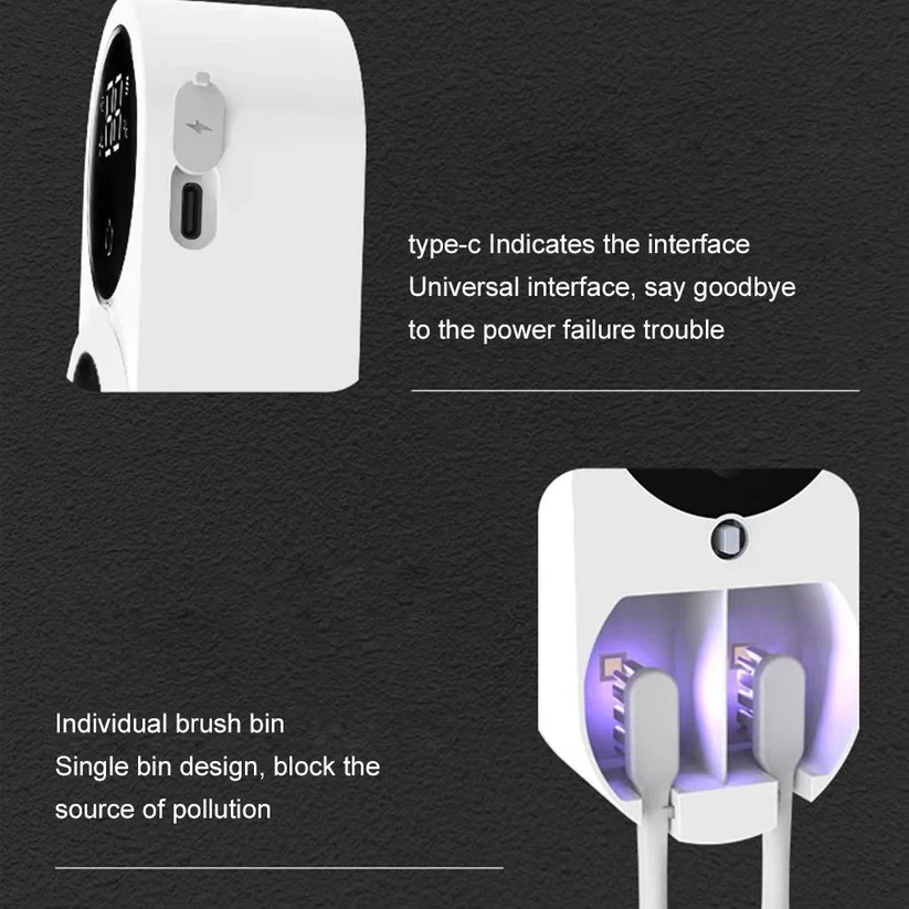 Wall Mount UV Toothbrush Holder with Touchless Sensor Organizer - Image 4