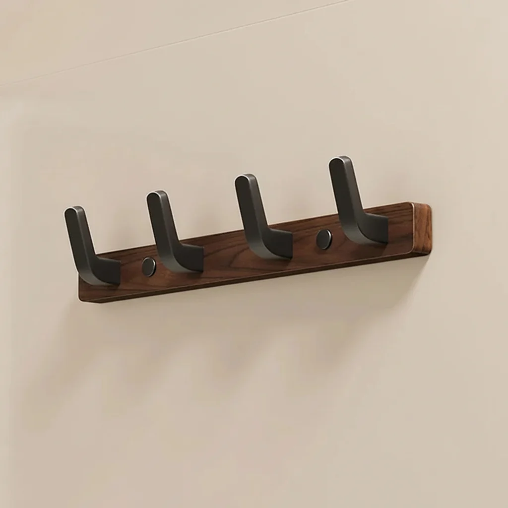 Wall Mounted Coat Hook with Wood and Metal Design - Image 2