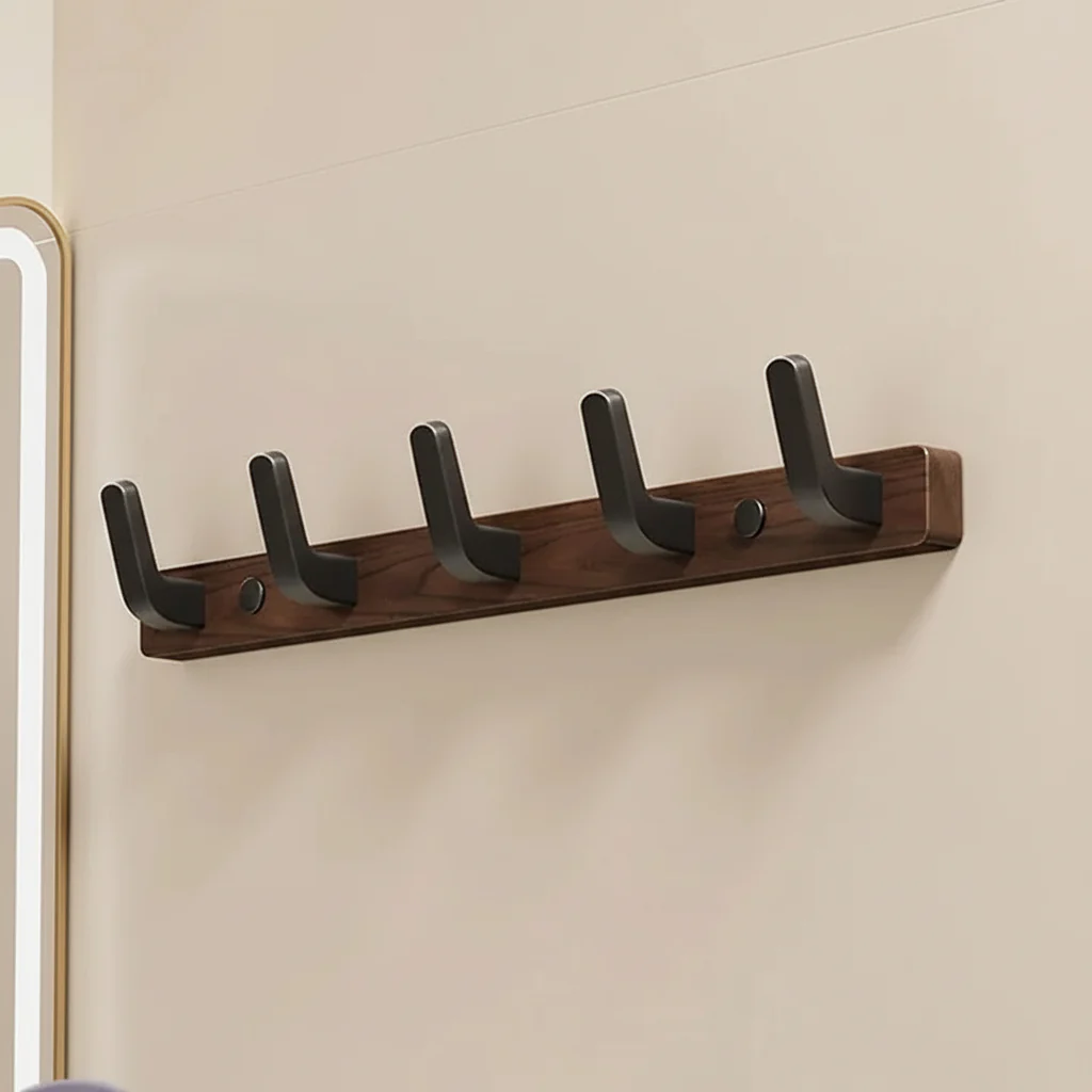 Wall Mounted Coat Hook with Wood and Metal Design - Image 3