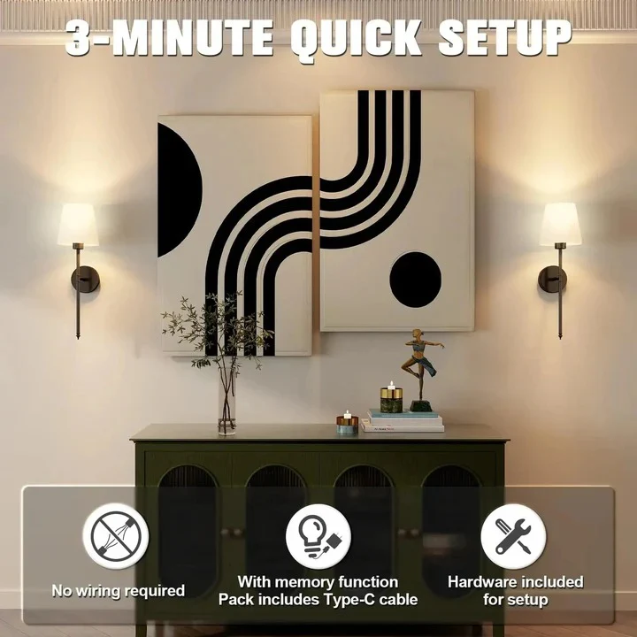 Wall Mounted Lights with Cordless Design, Set of 2 - Image 13