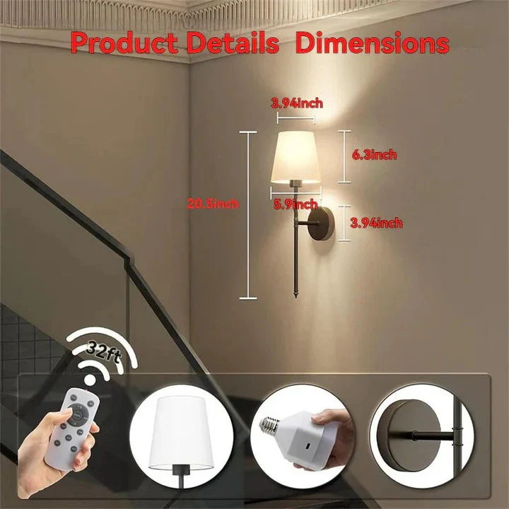 Wall Mounted Lights with Cordless Design, Set of 2 - Image 9