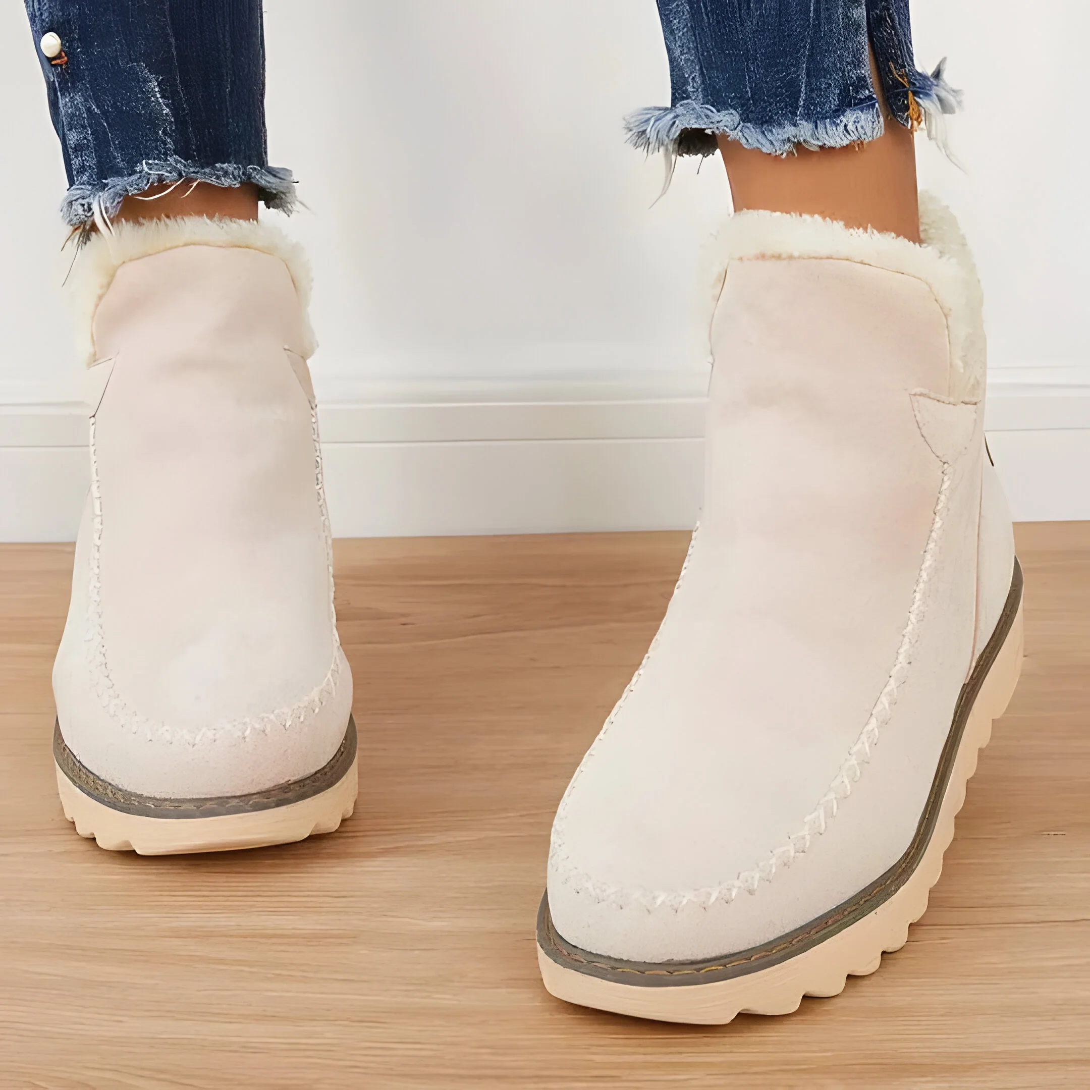 Fur Lined Ankle Boots with Slip On Design - Image 5