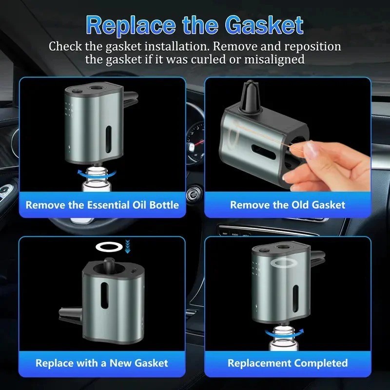 Waterless Car Aromatherapy Diffuser with Adjustable Fragrance Intensity and 3 Refill Bottles - Image 7