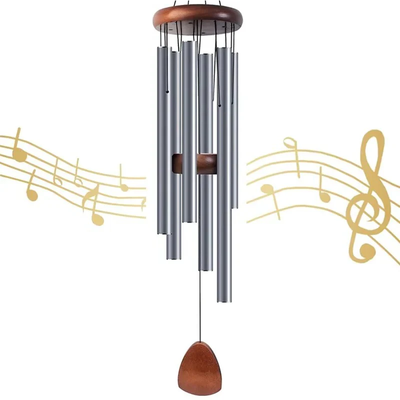 Outdoor Wind Chimes with Aluminum Tubes and Wooden Accents - Image 2