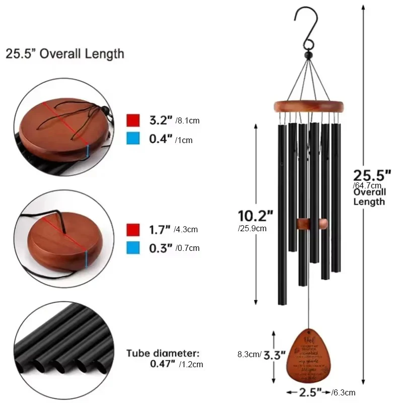 Outdoor Wind Chimes with Aluminum Tubes and Wooden Accents - Image 6