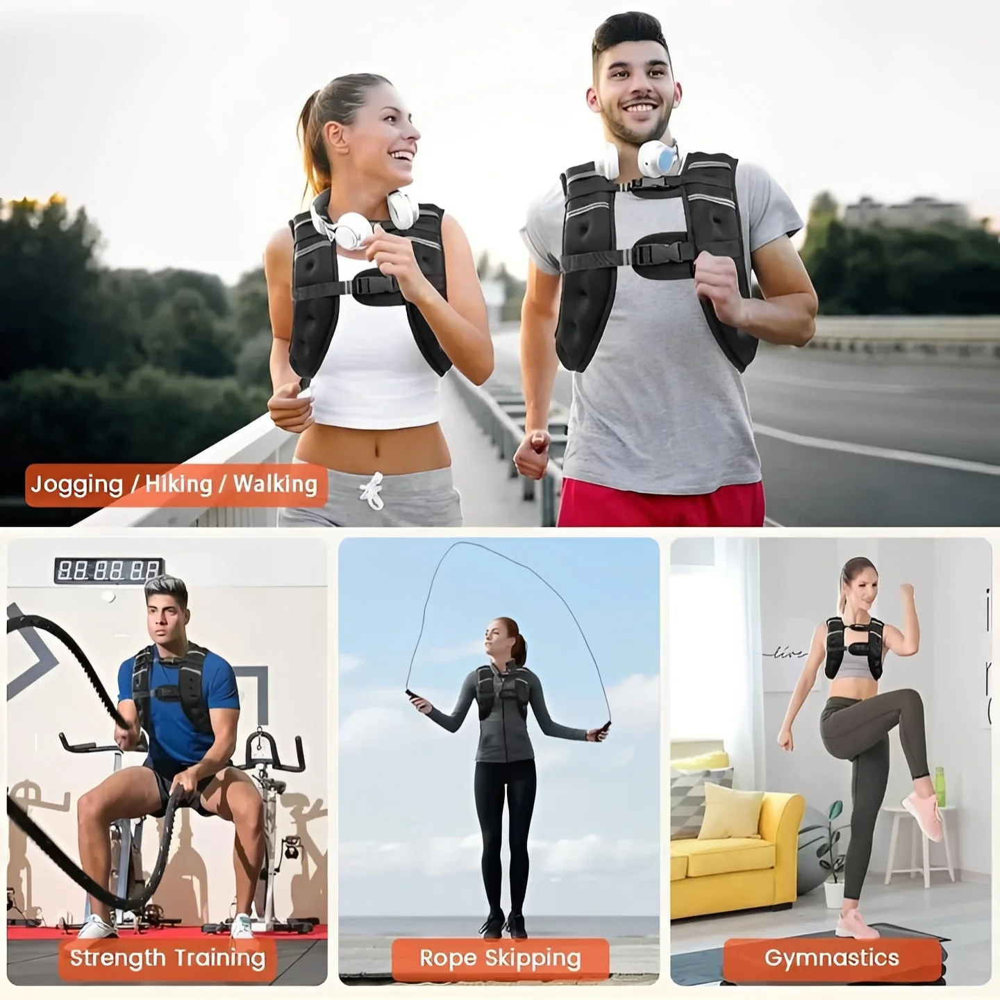 Weighted Fitness Vest with Reflective Safety Strips - Image 2