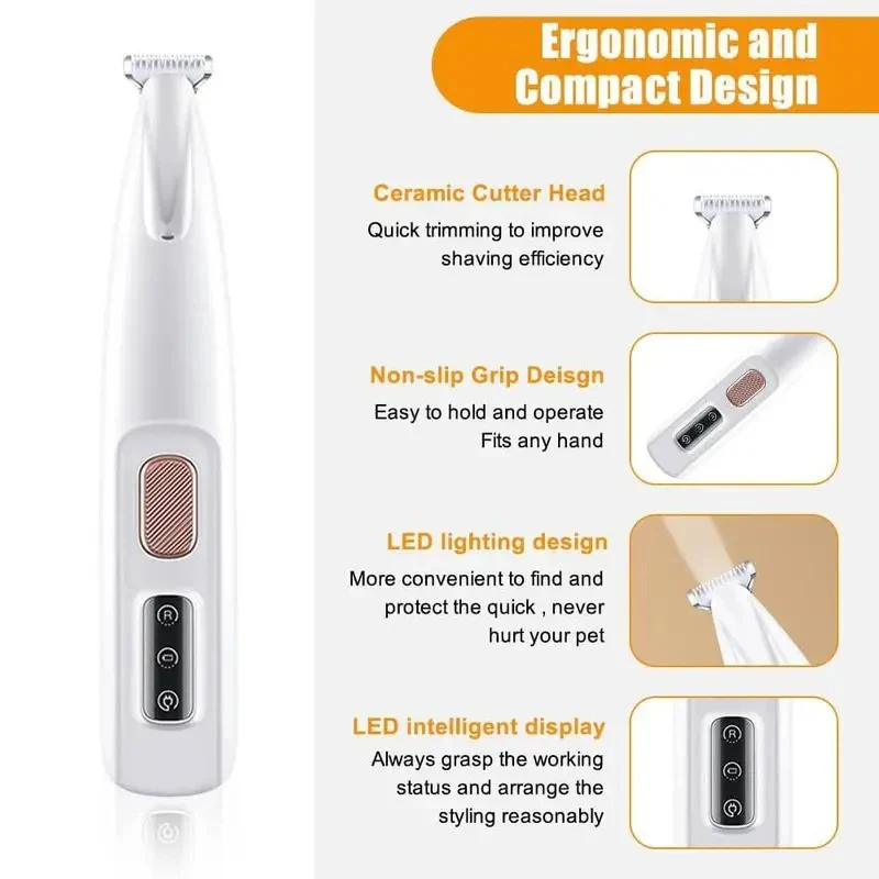 Cordless Pet Grooming Trimmer with LED Light and Ceramic Blade - Image 5