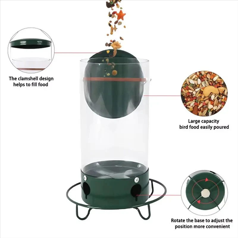 Window Mounted Metal Bird Feeder and Weight-Activated Perch for Seed Feeding - Image 2