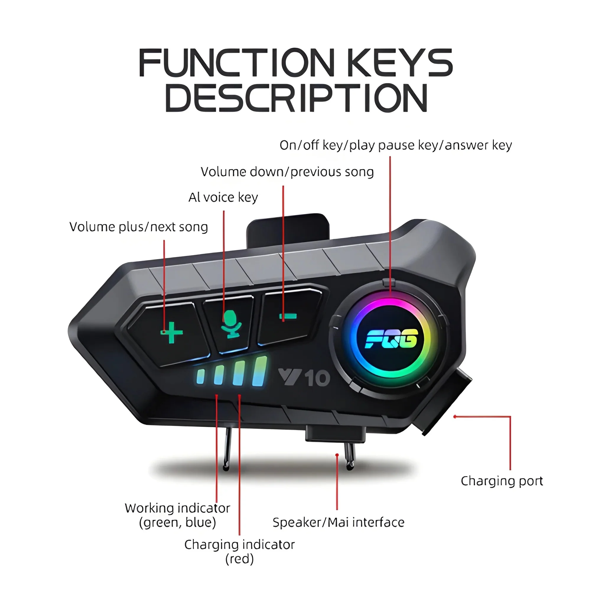 Wireless Bluetooth Headset for Motorcycle Helmets - Image 2