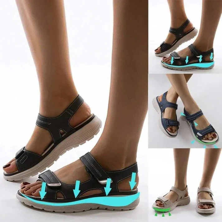 Women's Adjustable Strap Sport Sandals with Wedge Cushion Support - Image 8