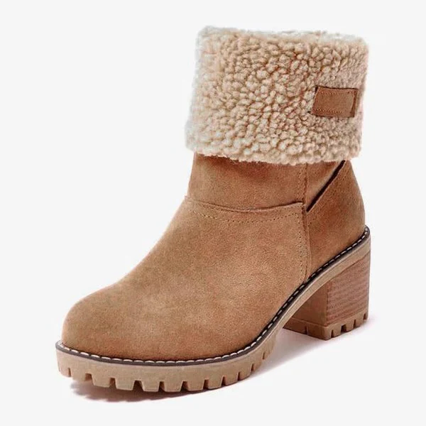 Women's Block Heel Snow Boots, Warm and Stylish Boots - Image 4