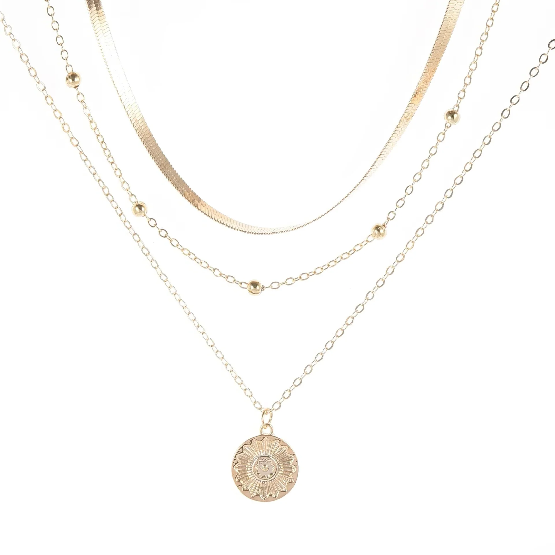 Women's Double Layer Choker Heart Charm and Cuban Link Chain Necklace - Image 3