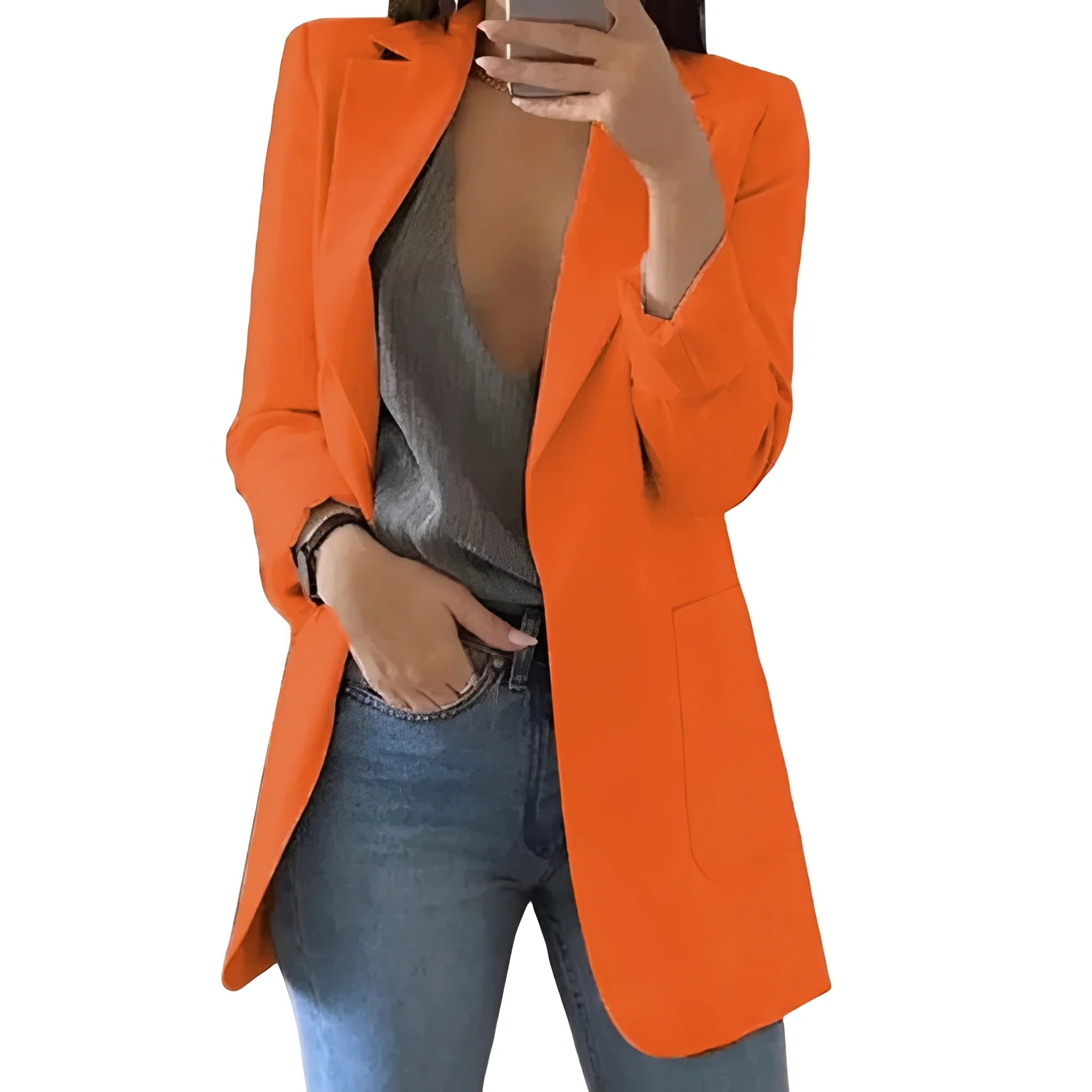 Women's Elegant Blazer with Open Front Design - Image 3