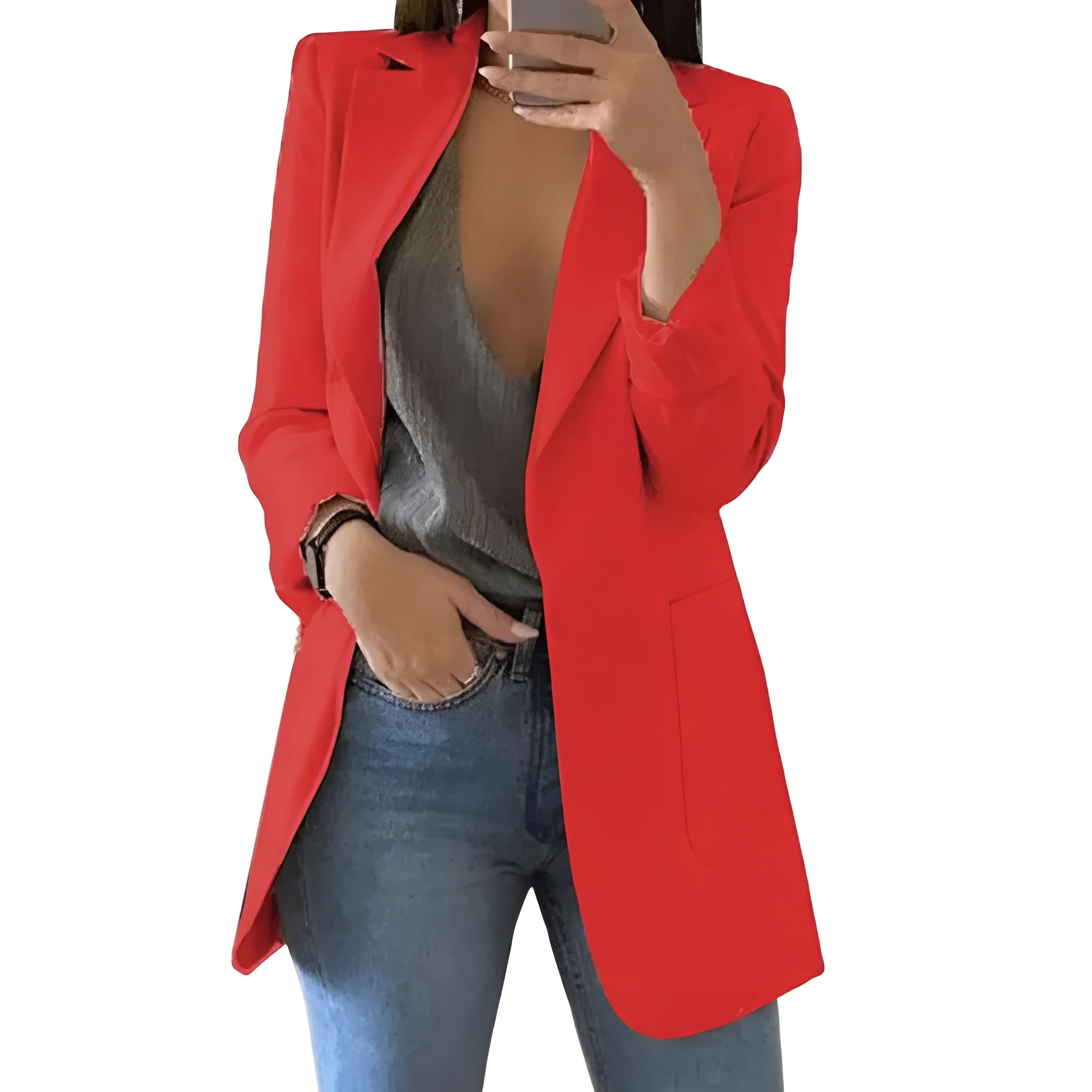 Women's Elegant Blazer with Open Front Design - Image 5
