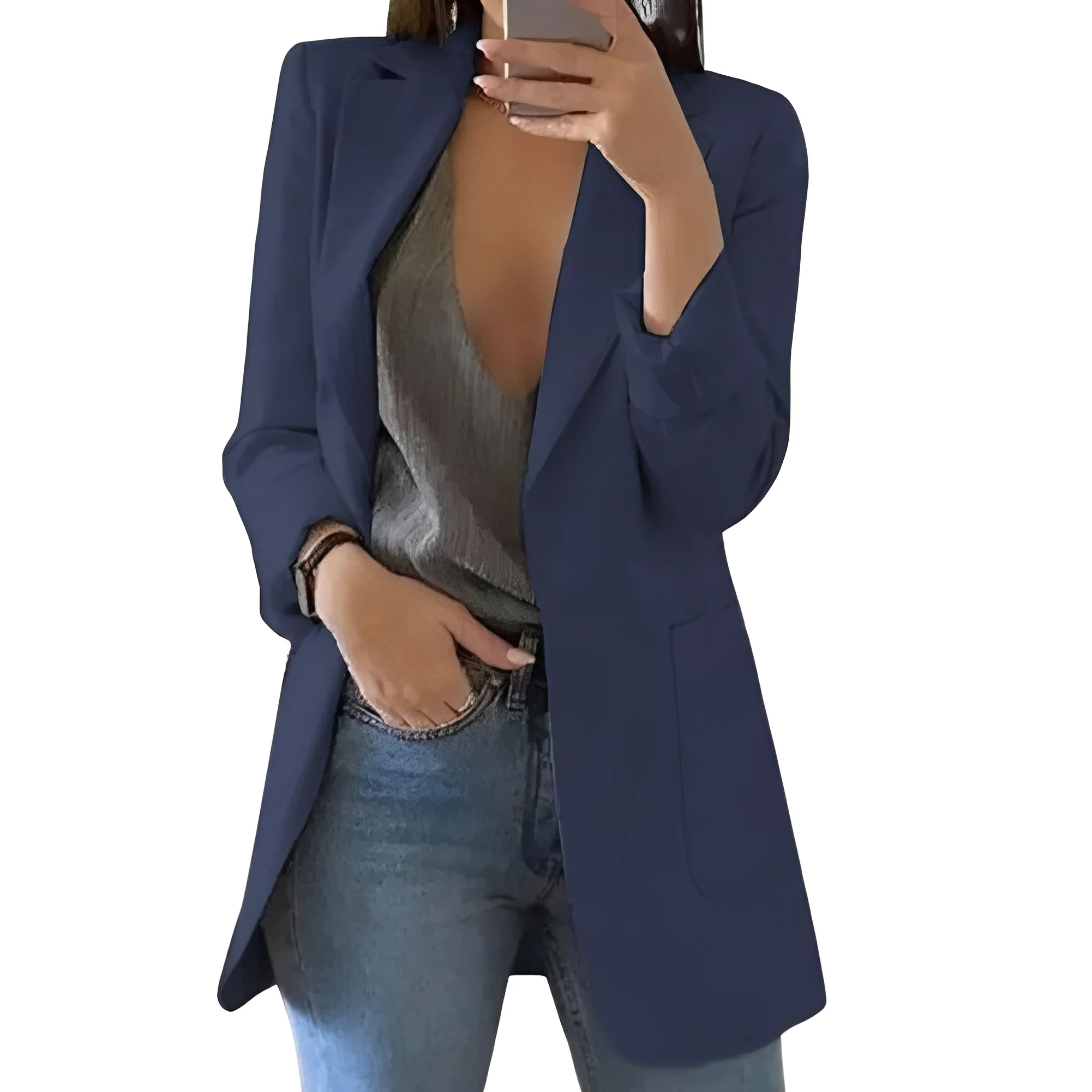 Women's Elegant Blazer with Open Front Design - Image 7