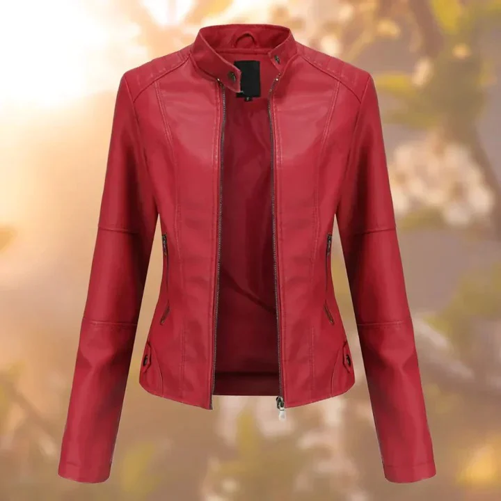 Women's Leather Jacket with Zipper Closure - Image 5