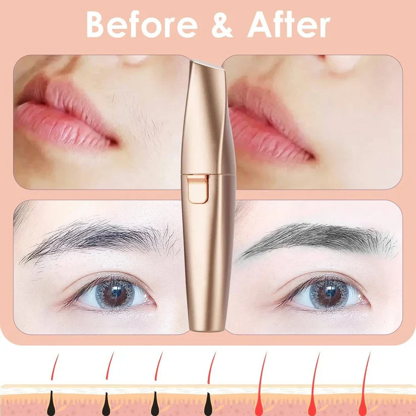 Women's LED Facial Hair Epilator with Eyebrow Shaver for Painless Hair Removal - Image 6