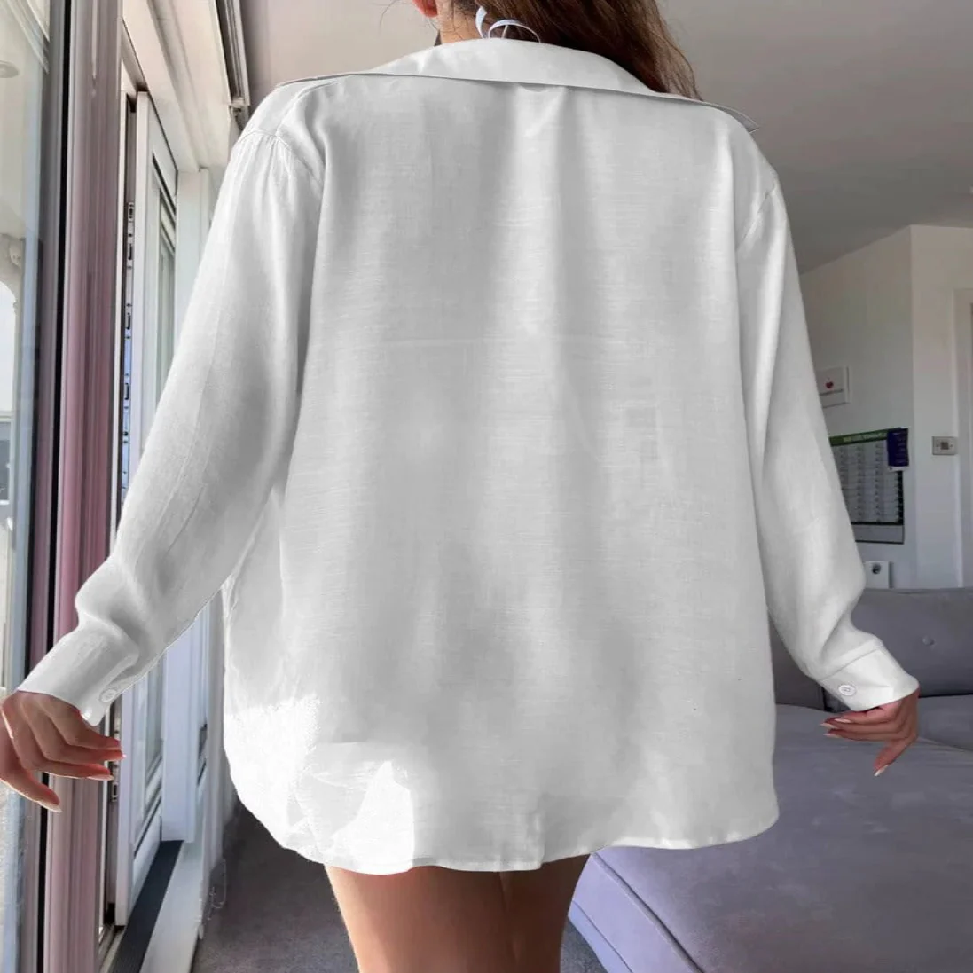 Women's Sheer Button-Front Cover-Up Shirt and Shorts Set - Image 8
