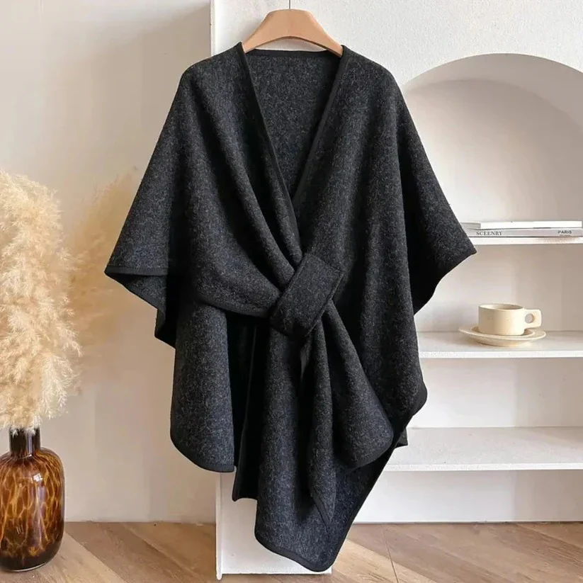 Women's Microfiber Poncho Coat with Adjustable Front Closure - Image 7