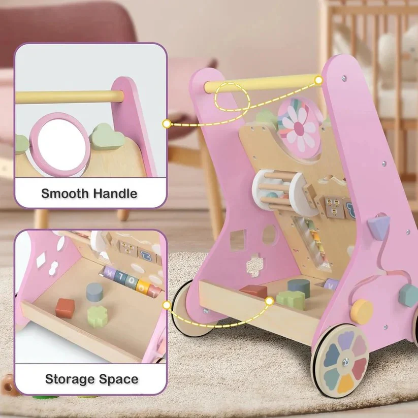 Wooden Activity Walker with Adjustable Wheel Resistance - Image 15