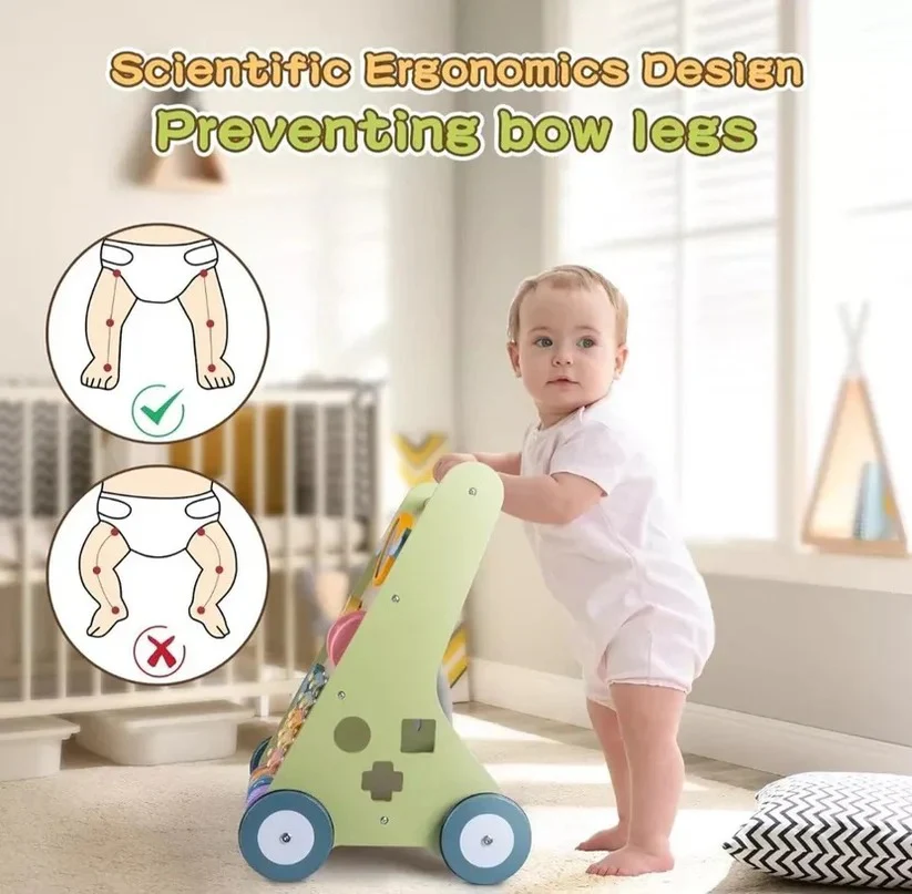 Wooden Activity Walker with Adjustable Wheel Resistance - Image 5