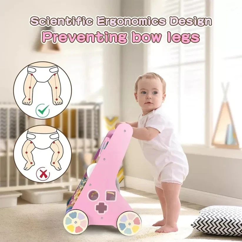 Wooden Activity Walker with Adjustable Wheel Resistance - Image 9