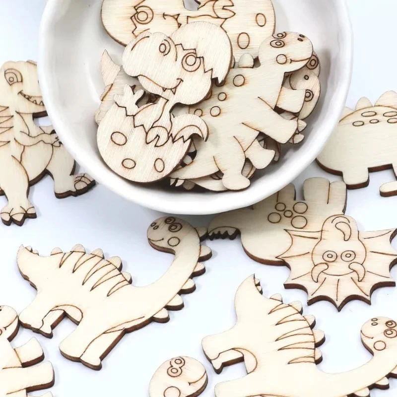 Wooden Dinosaur Craft Slices Set, 20 Piece for Scrapbooking and DIY Projects - Image 2