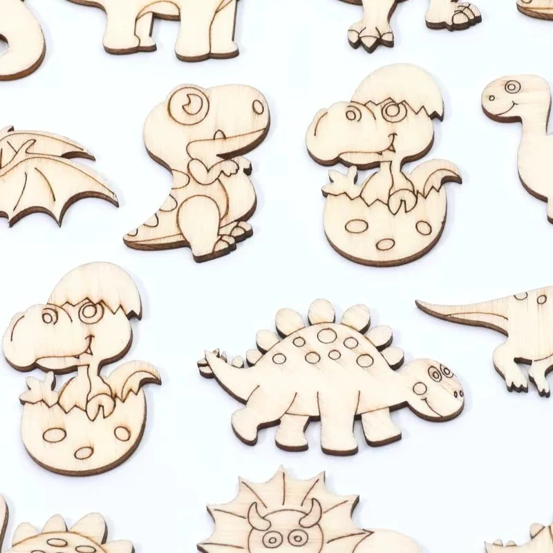 Wooden Dinosaur Craft Slices Set, 20 Piece for Scrapbooking and DIY Projects - Image 3