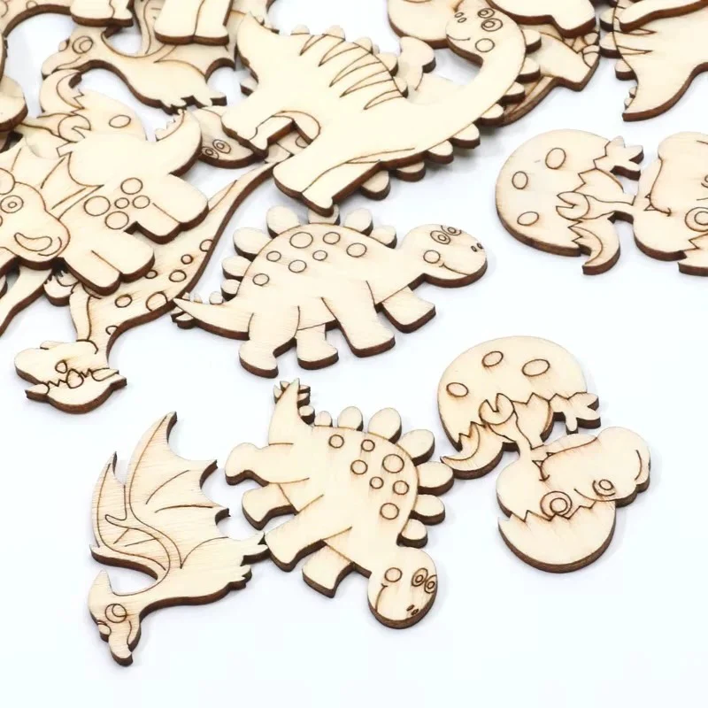 Wooden Dinosaur Craft Slices Set, 20 Piece for Scrapbooking and DIY Projects - Image 4