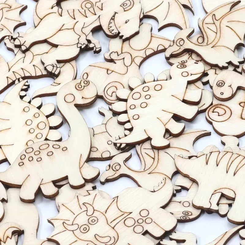 Wooden Dinosaur Craft Slices Set, 20 Piece for Scrapbooking and DIY Projects - Image 5