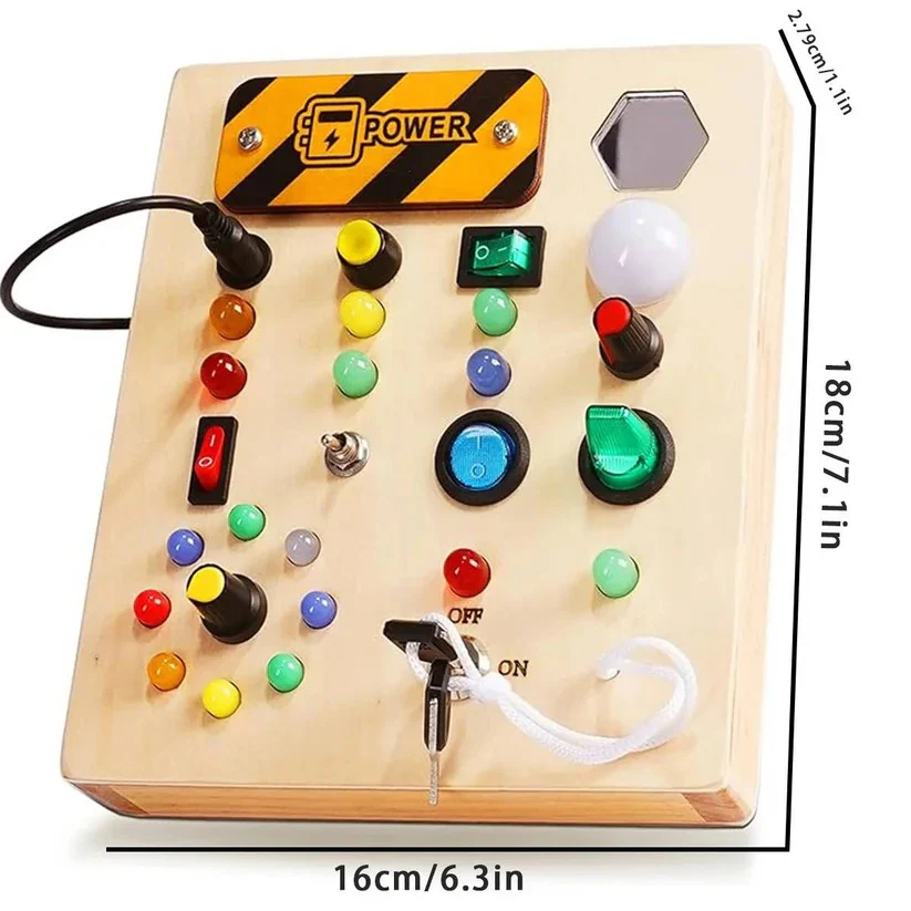 Montessori Wooden Switch Board with LED Lights for Toddlers - Image 5