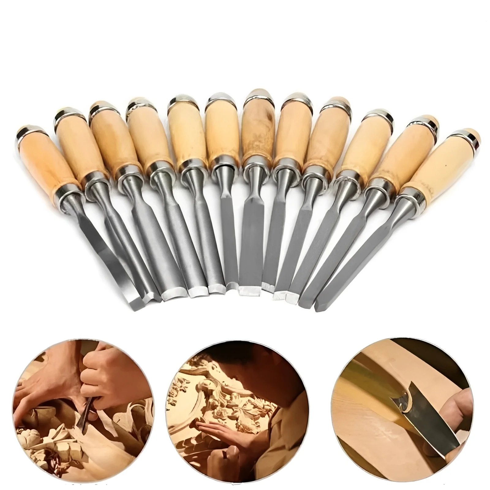 Wood Carving Tool Set with 12 Piece Assorted Knives and Chisels - Image 2