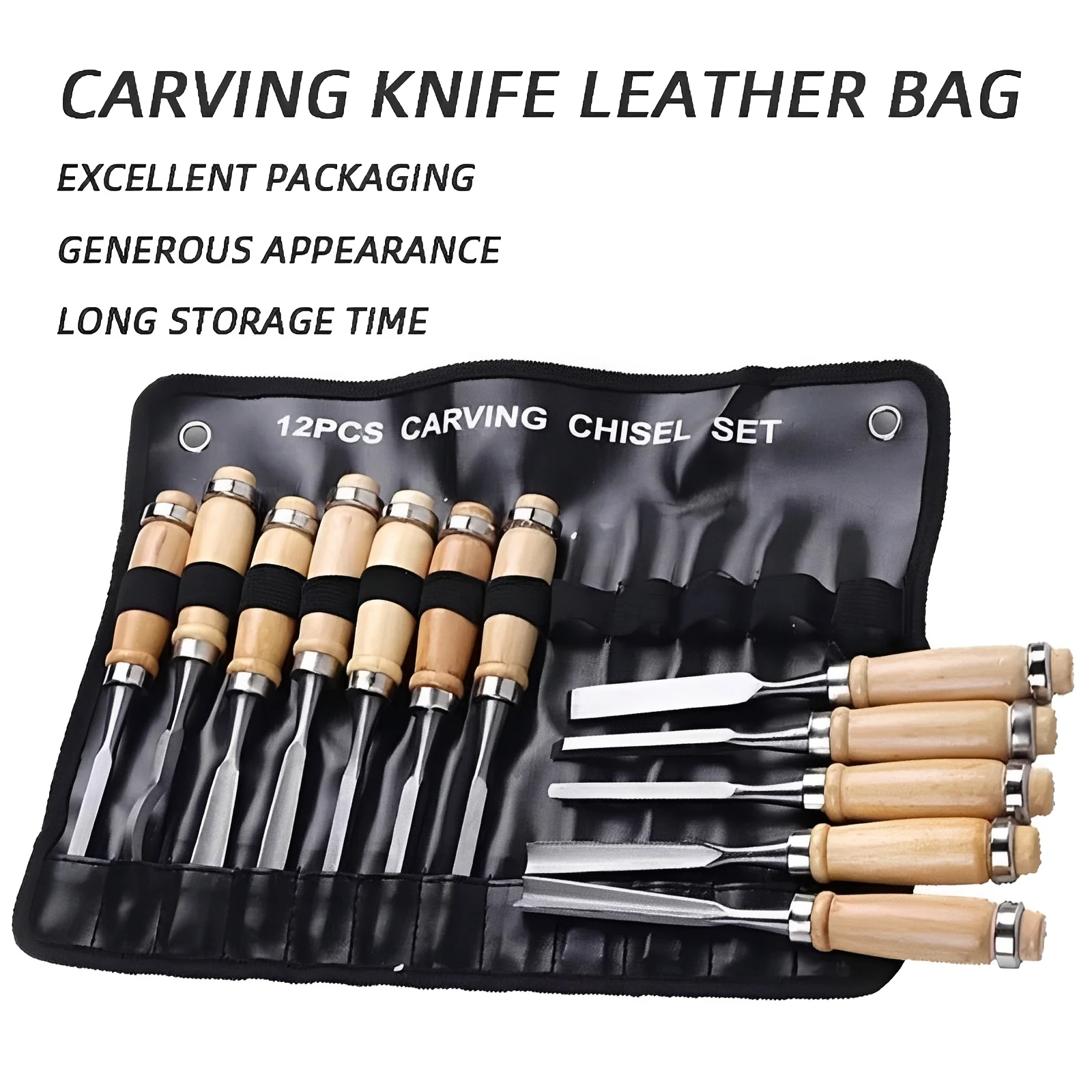 Wood Carving Tool Set with 12 Piece Assorted Knives and Chisels - Image 6