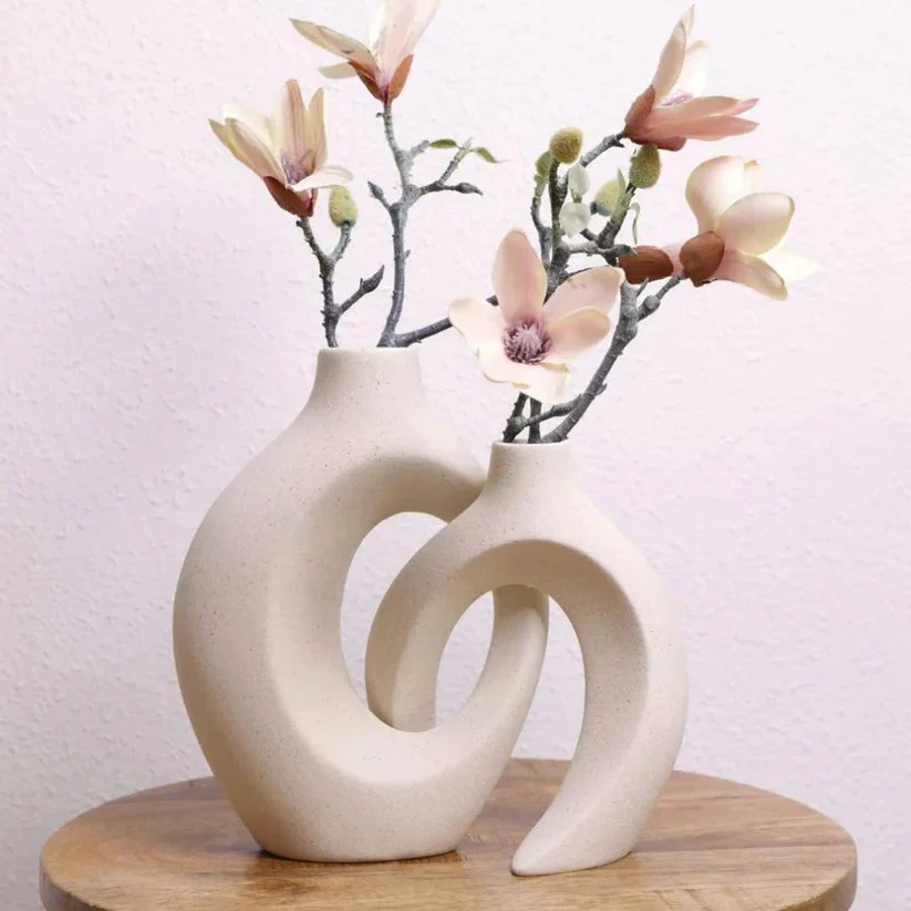 Woven Ceramic Vase for Fresh and Dried Floral Arrangements - Image 2