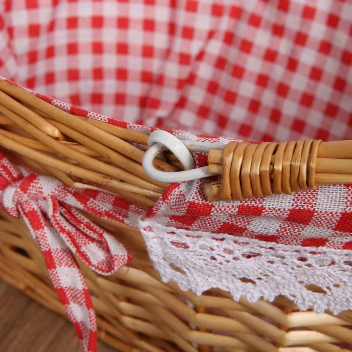 Woven Willow Picnic Basket with Removable Cotton Liner - Image 6
